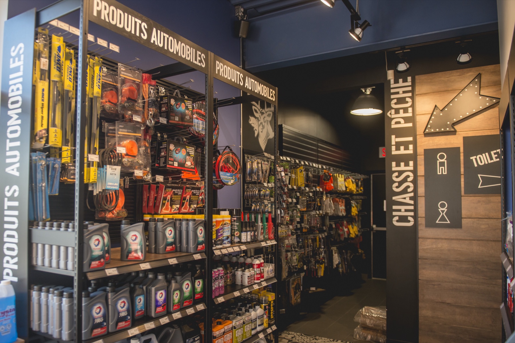 Section produits automobiles et chasse et pêche